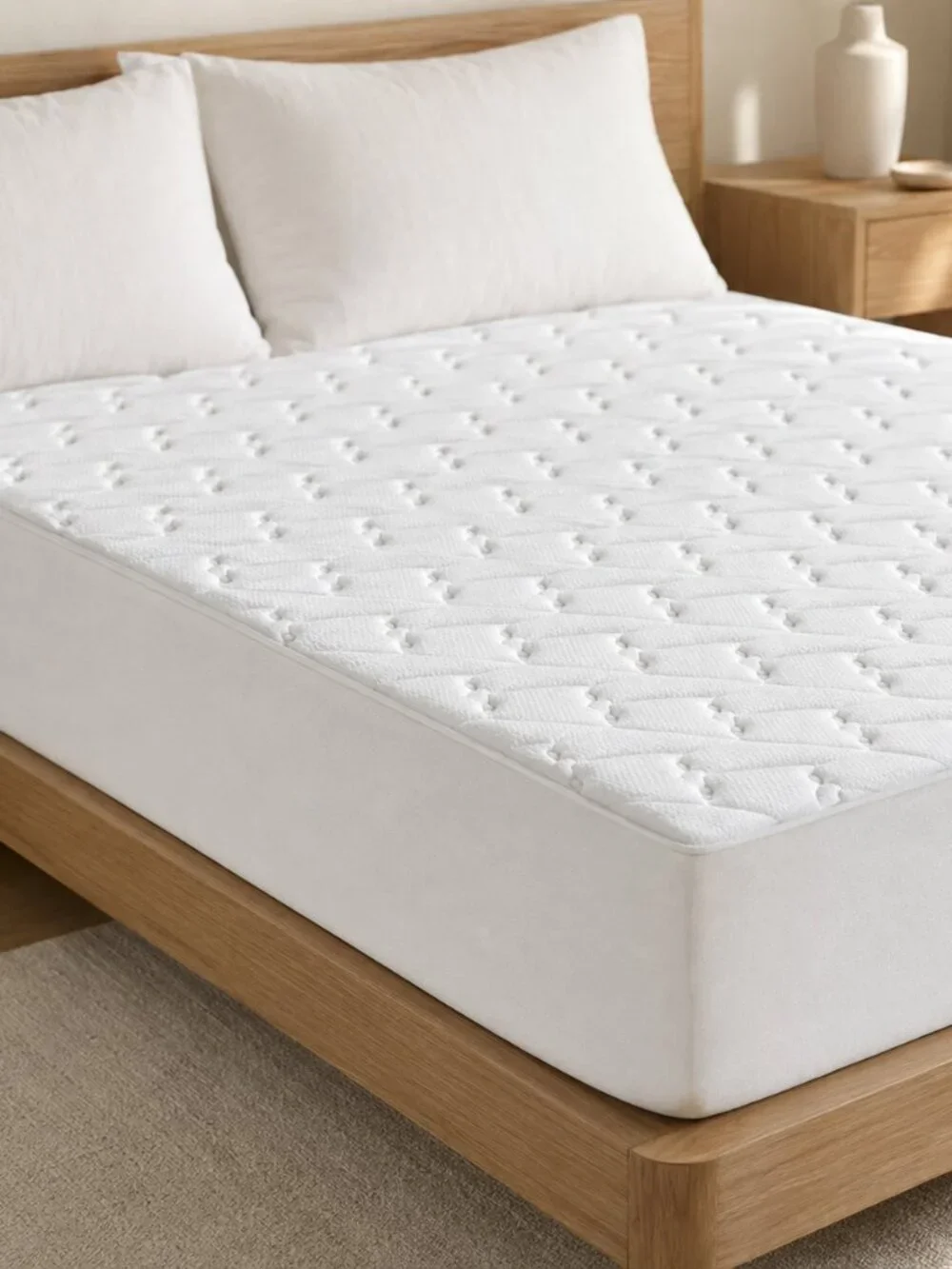Hotel Laundry Allergy Waterproof Mattress Pad, White